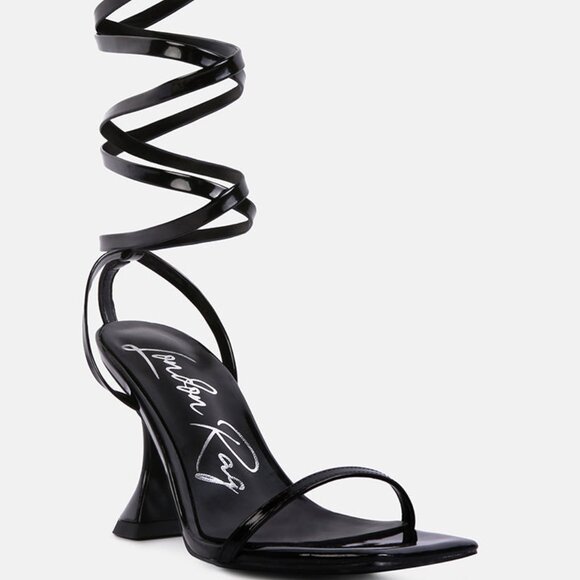 NWT - Square Toe Tie Up Flared Heel Sandals - Picture 3 of 5